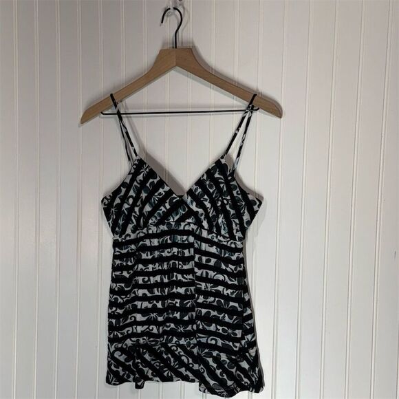 Daytrip Y2K Striped Burnout Cami Top Black White Empire Waist Large USA Made - Picture 1 of 8